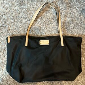 Kate Spade black Kennedy Park nylon Sophie tote handbag tan leather handles